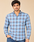 Blue Horizon Plaid Cotton Shirt