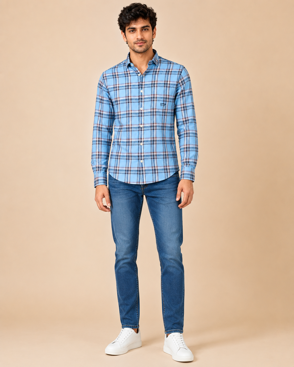 Blue Horizon Plaid Cotton Shirt