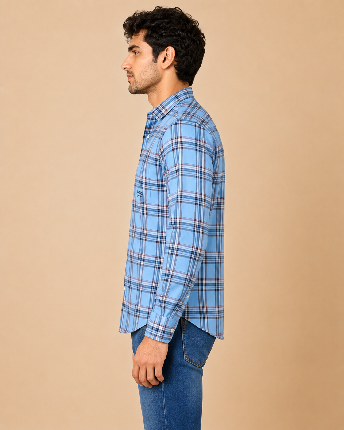 Blue Horizon Plaid Cotton Shirt