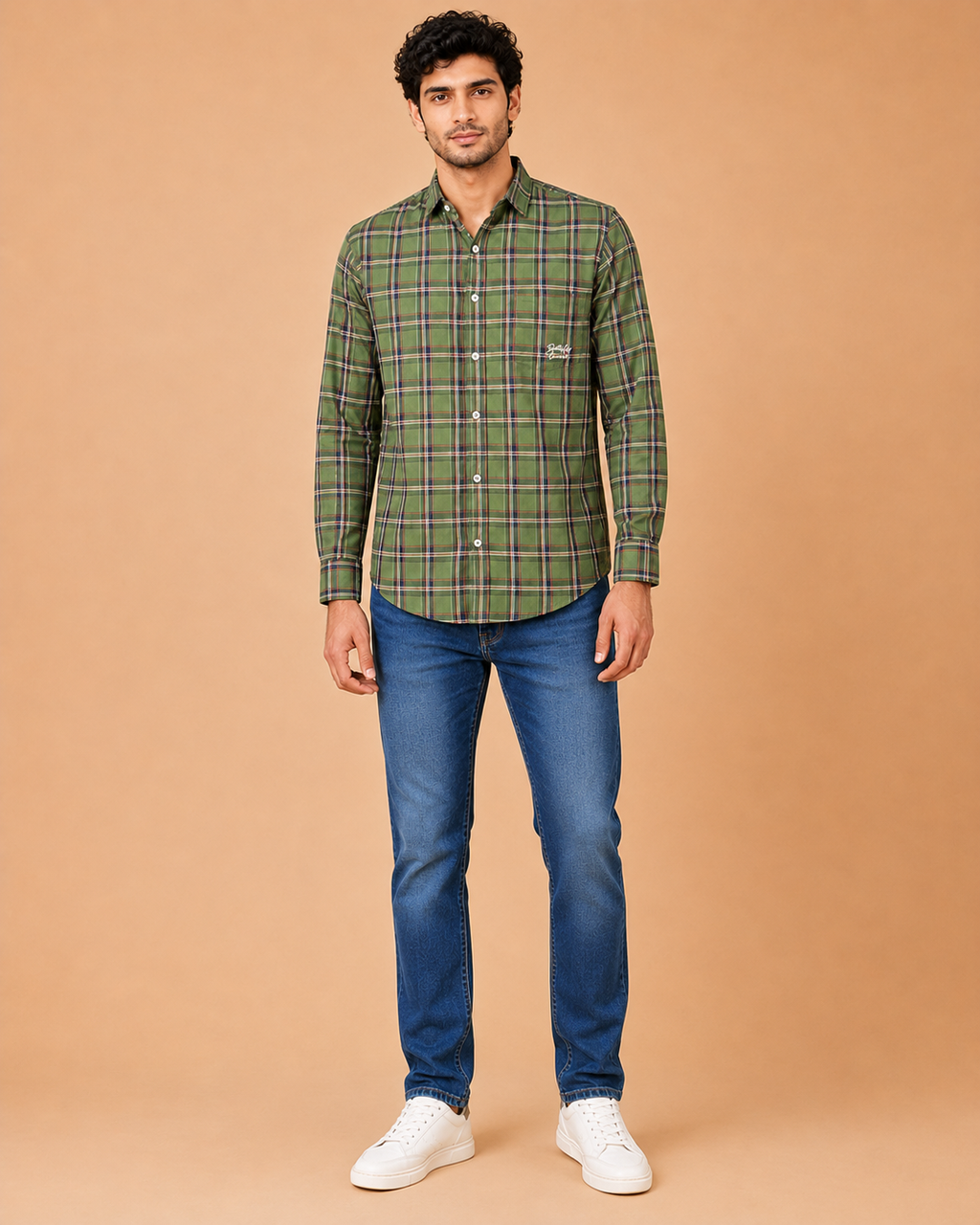 Olive Tartan Cotton Shirt