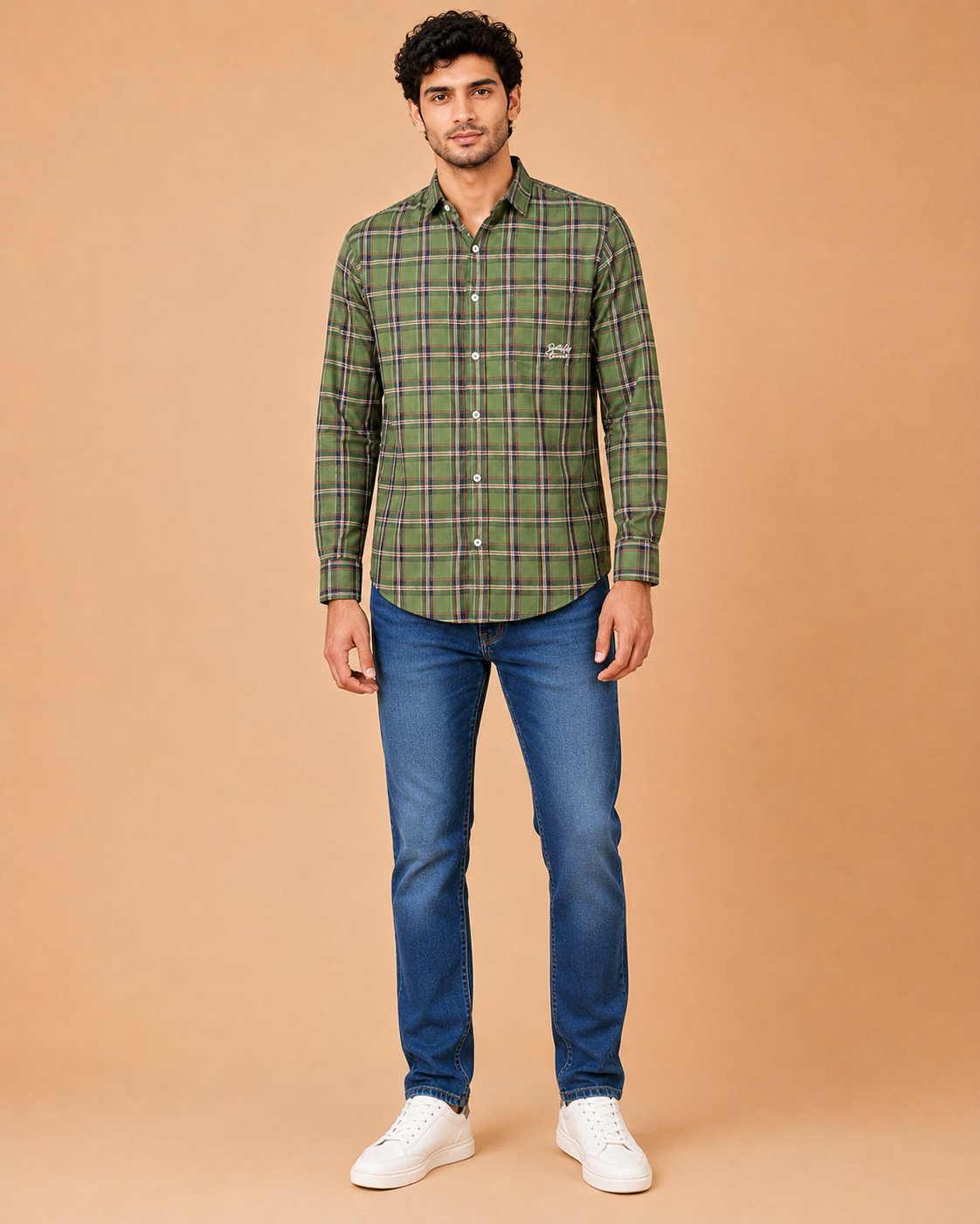 Olive Tartan Cotton Shirt