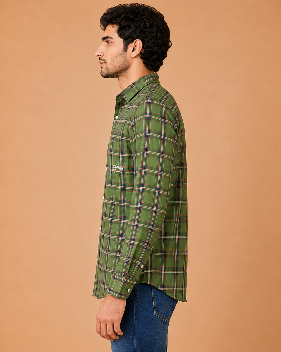 Olive Tartan Cotton Shirt