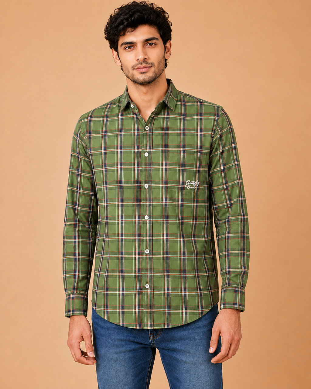 Olive Tartan Cotton Shirt