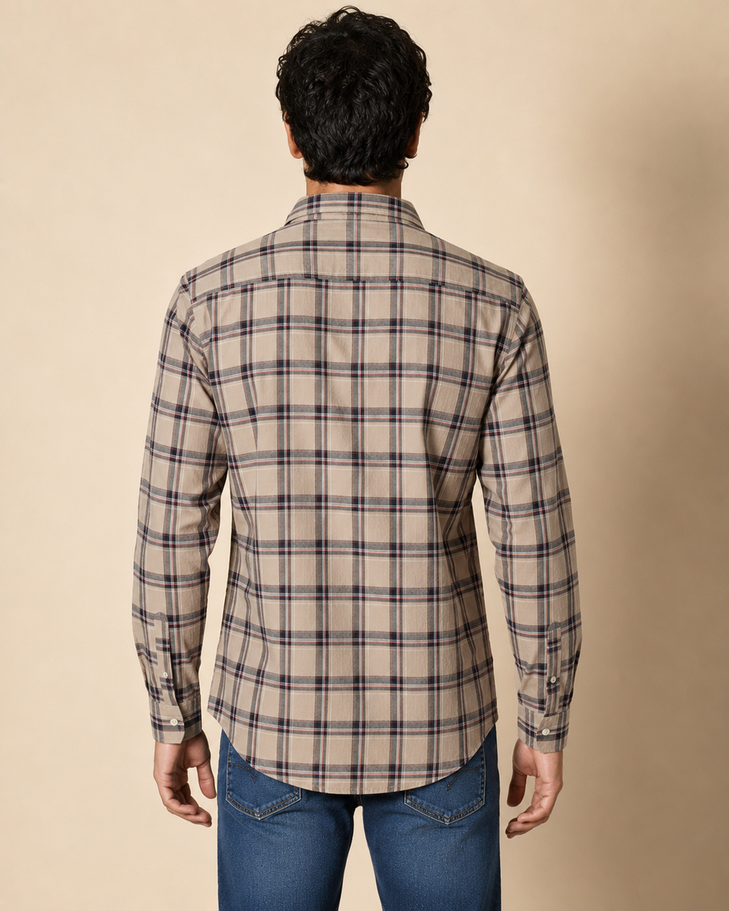 Taupe Tartan Cotton Shirt