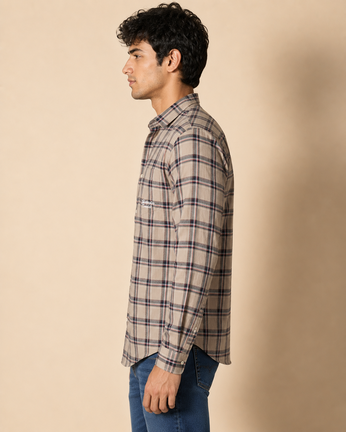 Taupe Tartan Cotton Shirt