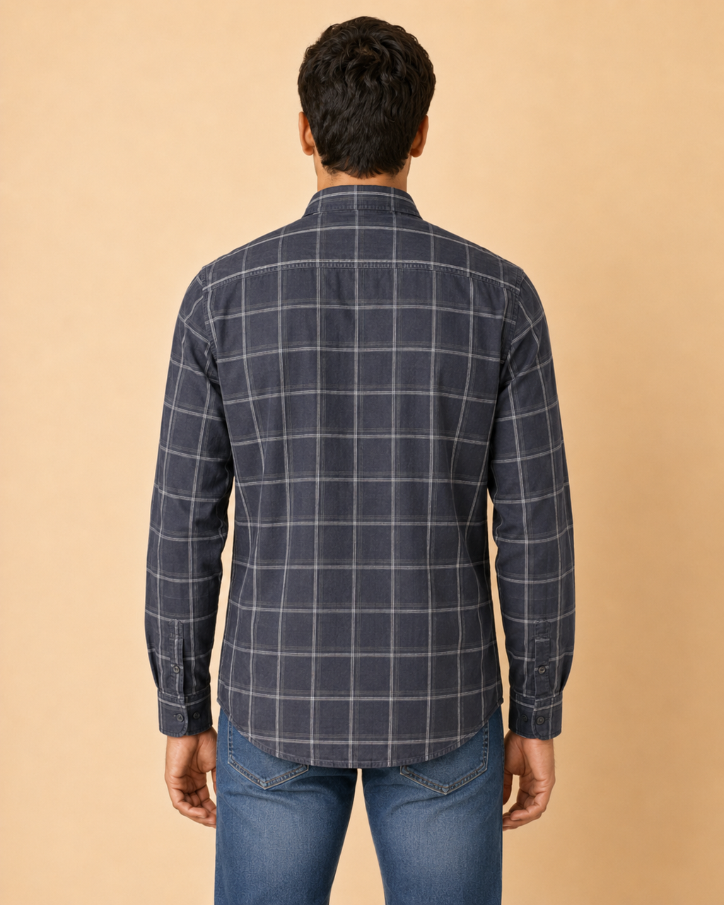 Charcoal Windowpane Cotton Shirt