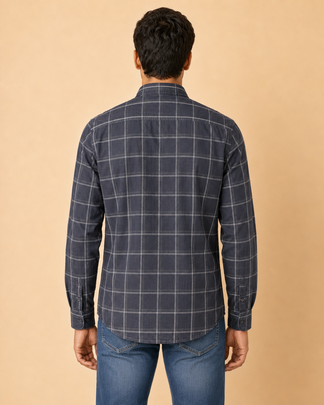 Charcoal Windowpane Cotton Shirt