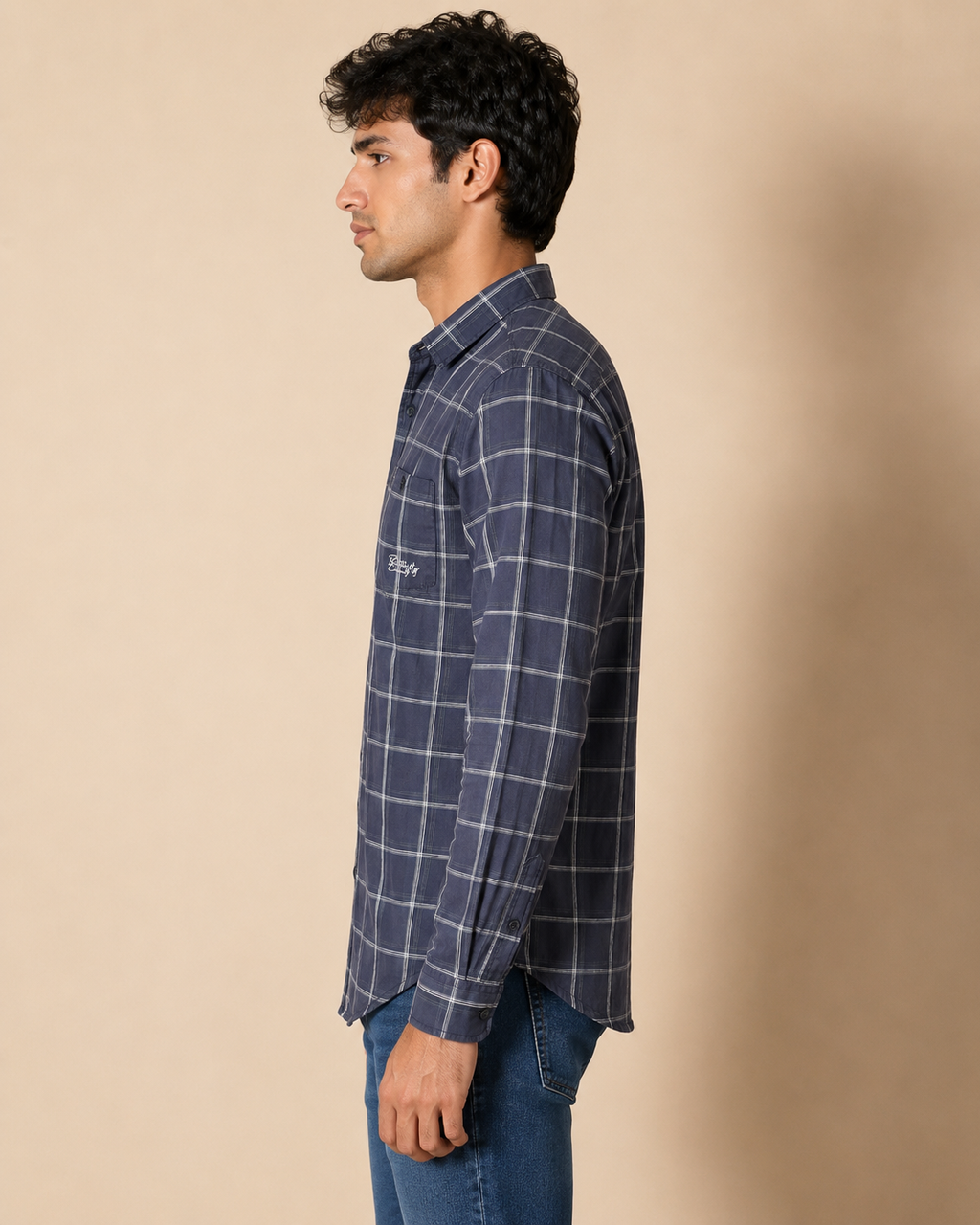 Charcoal Windowpane Cotton Shirt