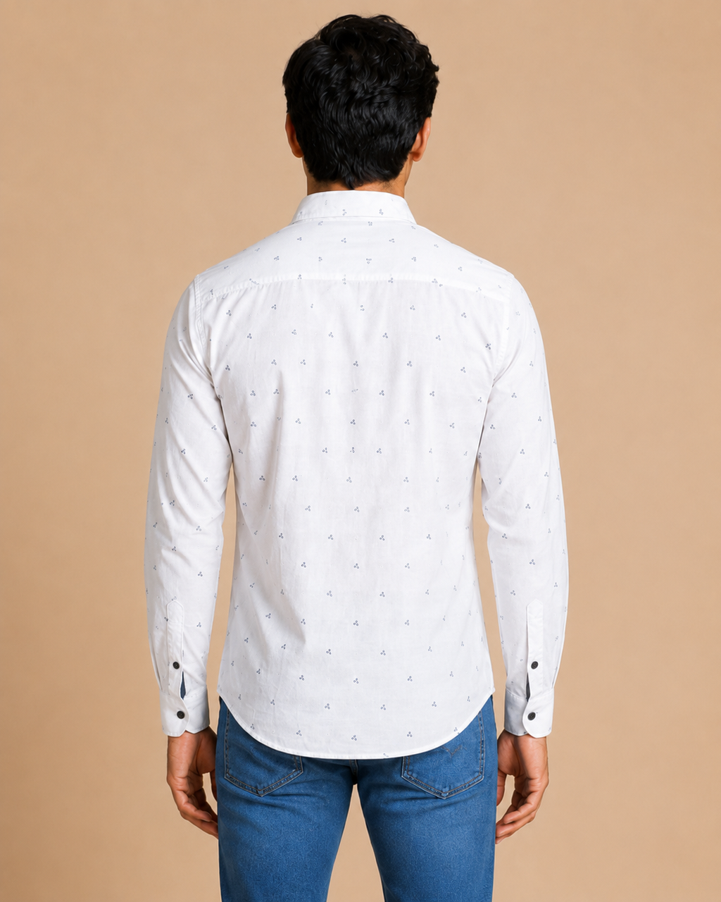 White Mini Motif Cotton Shirt