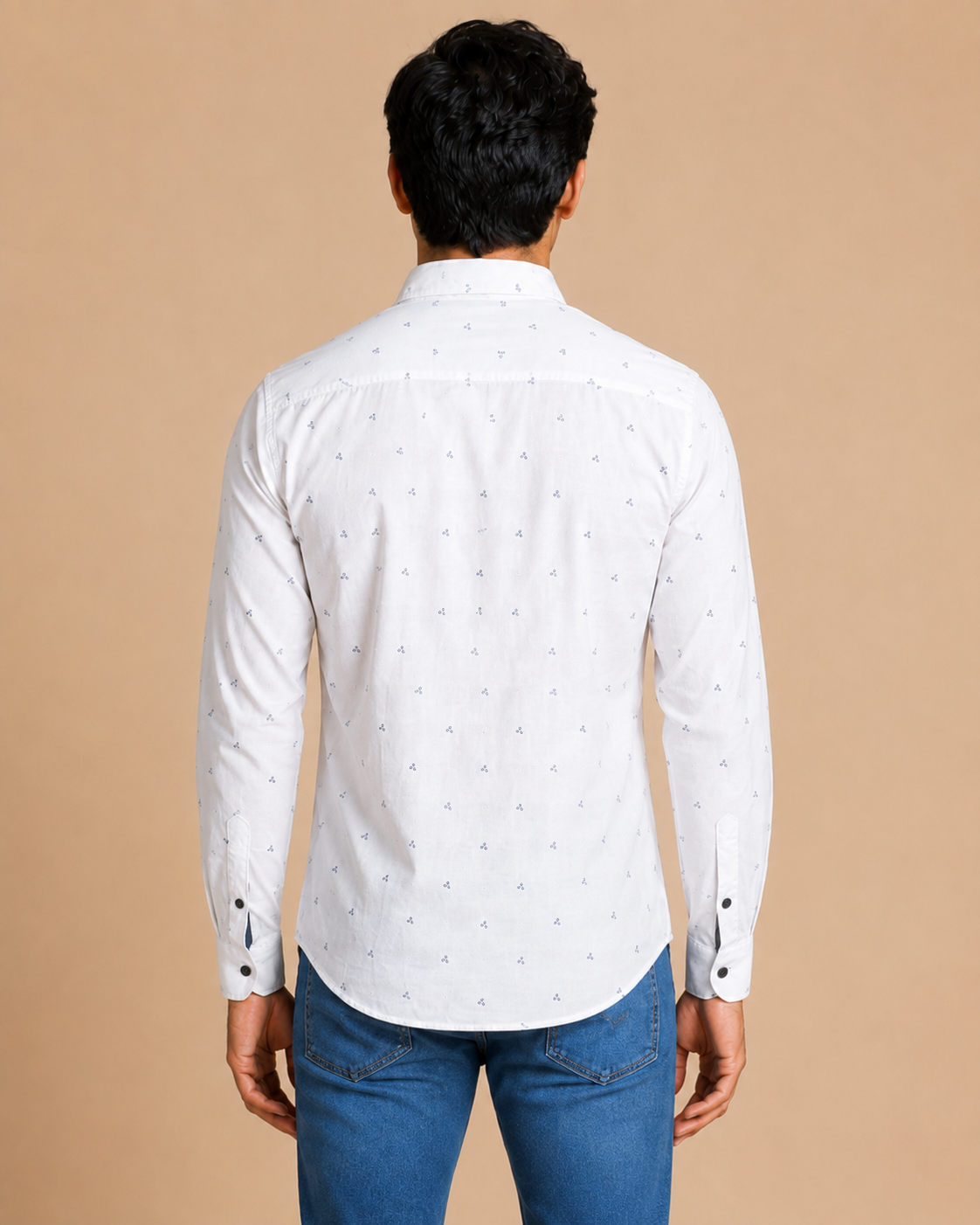 White Mini Motif Cotton Shirt