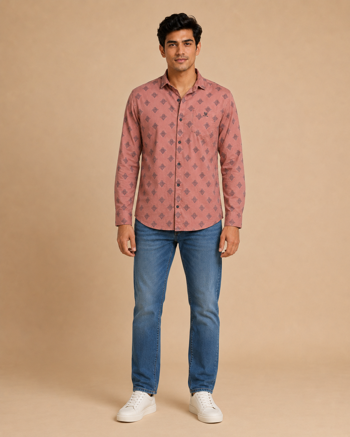 Rosewood Motif Cotton Shirt