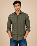 Olive Heritage Grid Cotton Shirt