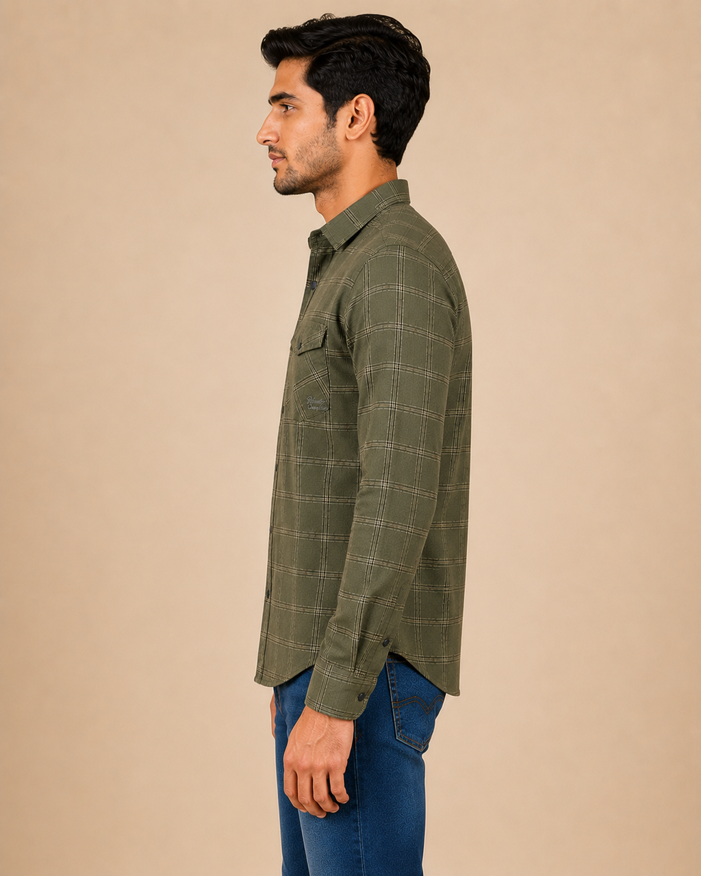 Olive Heritage Grid Cotton Shirt