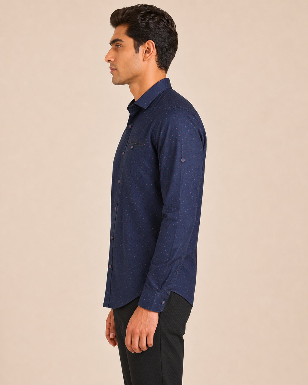 Midnight Ember Dot Cotton Shirt