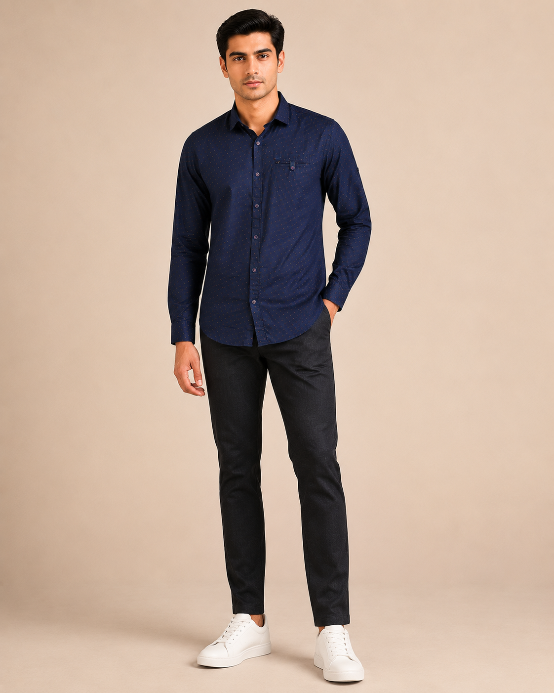 Midnight Ember Dot Cotton Shirt