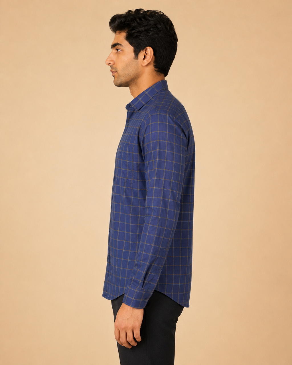 Royal Indigo Grid Cotton Shirt