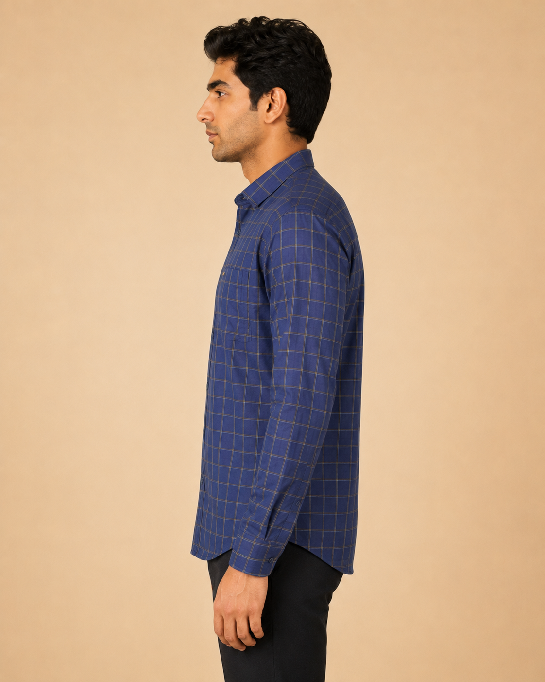 Royal Indigo Grid Cotton Shirt