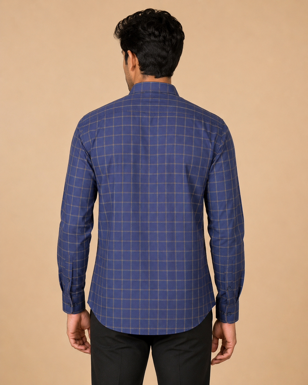 Royal Indigo Grid Cotton Shirt