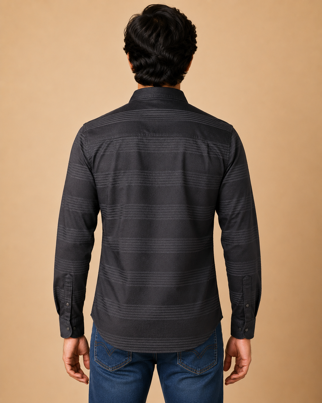 Charcoal Shadow Stripe Cotton Shirt