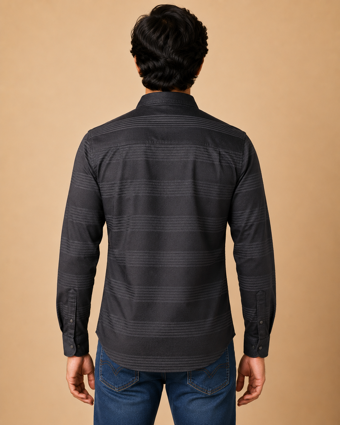 Charcoal Shadow Stripe Cotton Shirt