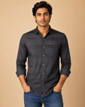Charcoal Shadow Stripe Cotton Shirt