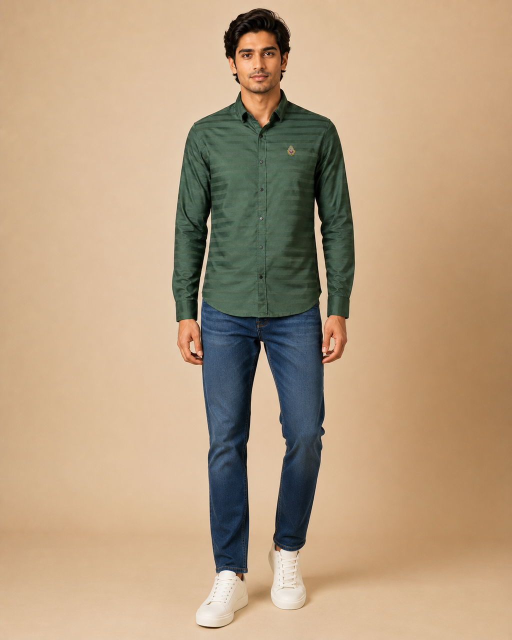 Forest Shadow Stripe Cotton Shirt
