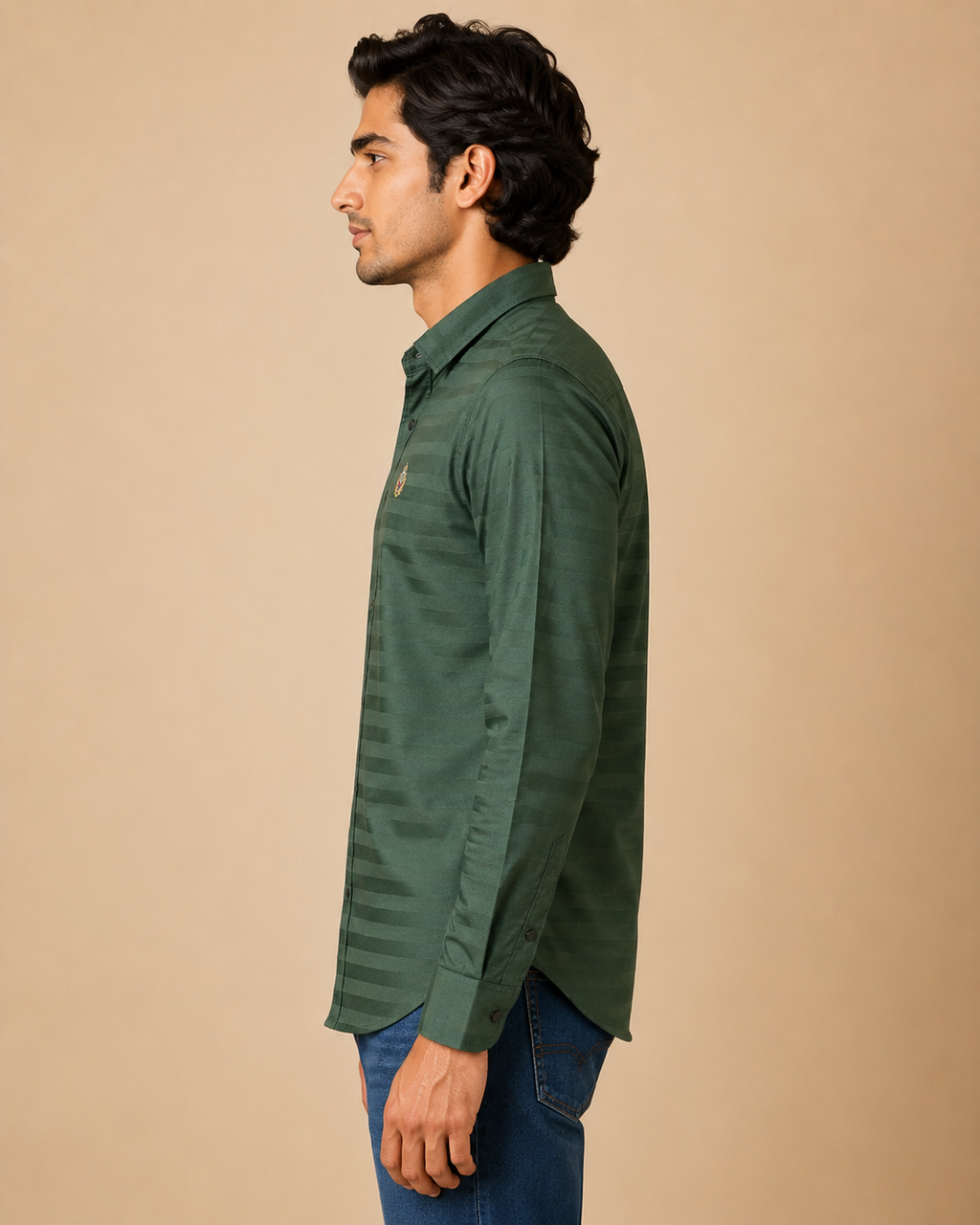 Forest Shadow Stripe Cotton Shirt