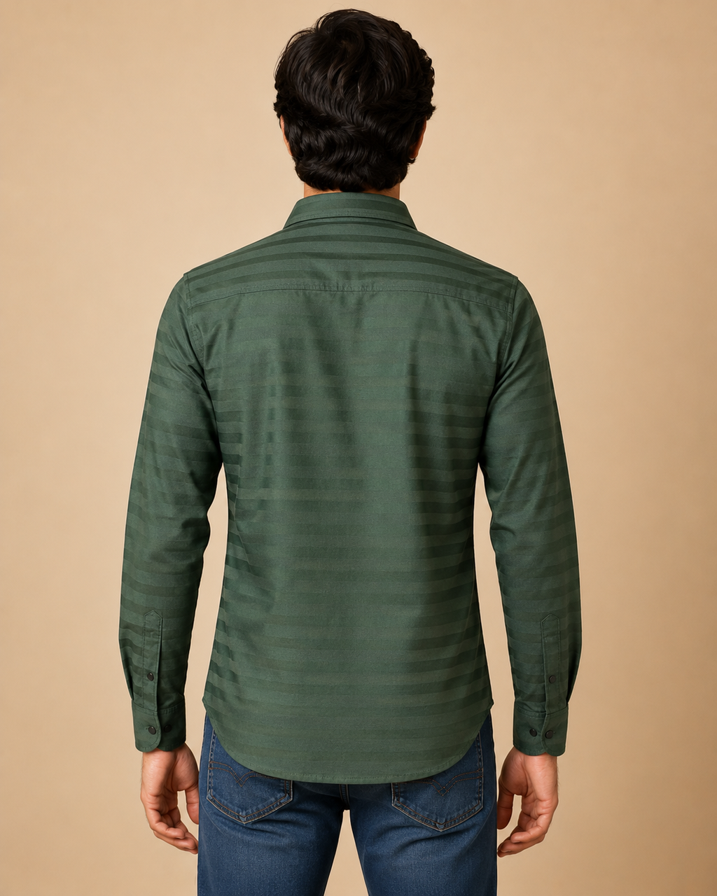 Forest Shadow Stripe Cotton Shirt