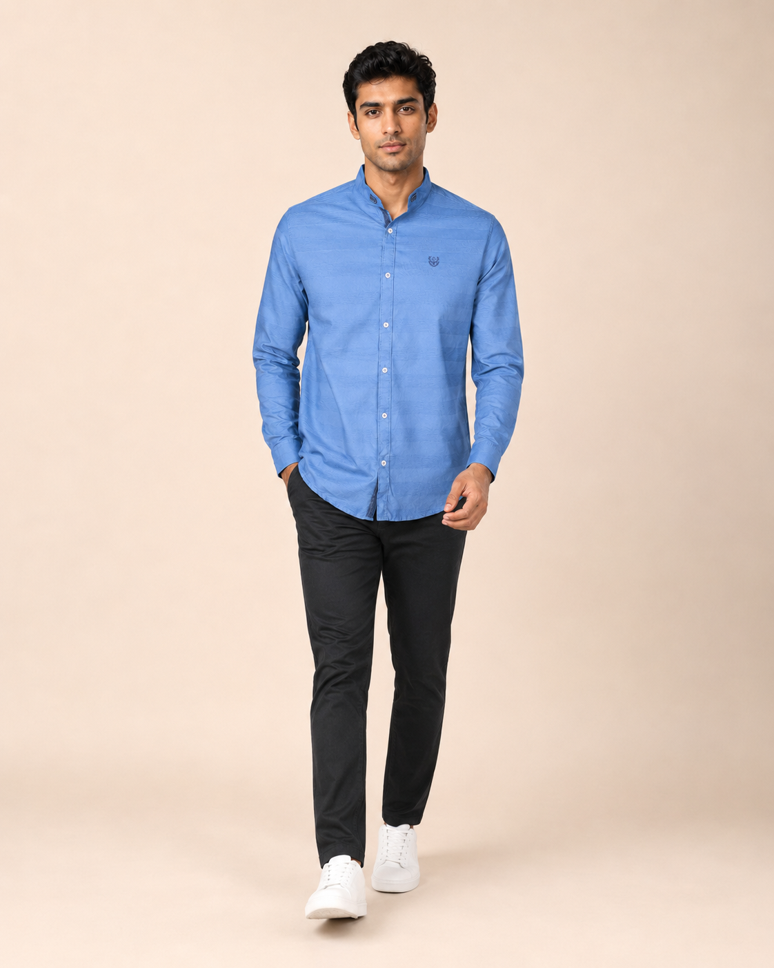 Sky Crest Textured Cotton Shirt