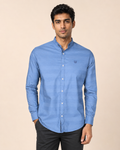Sky Crest Textured Cotton Shirt
