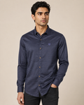 Navy Eclipse Stripe Cotton Shirt