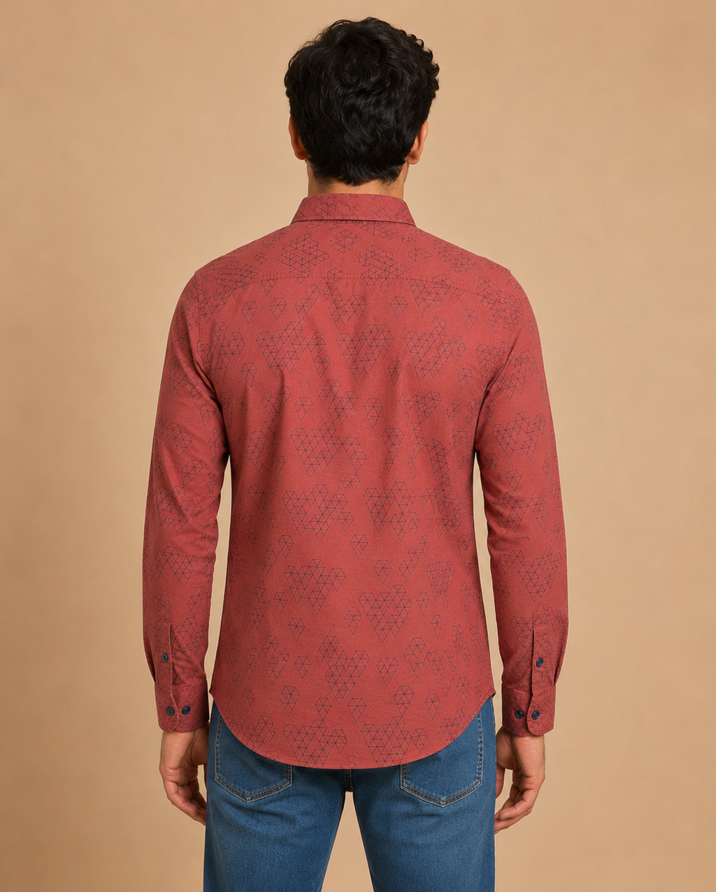 Terracotta Geo Print Cotton Shirt
