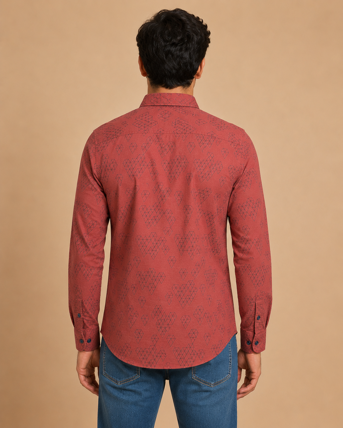 Terracotta Geo Print Cotton Shirt