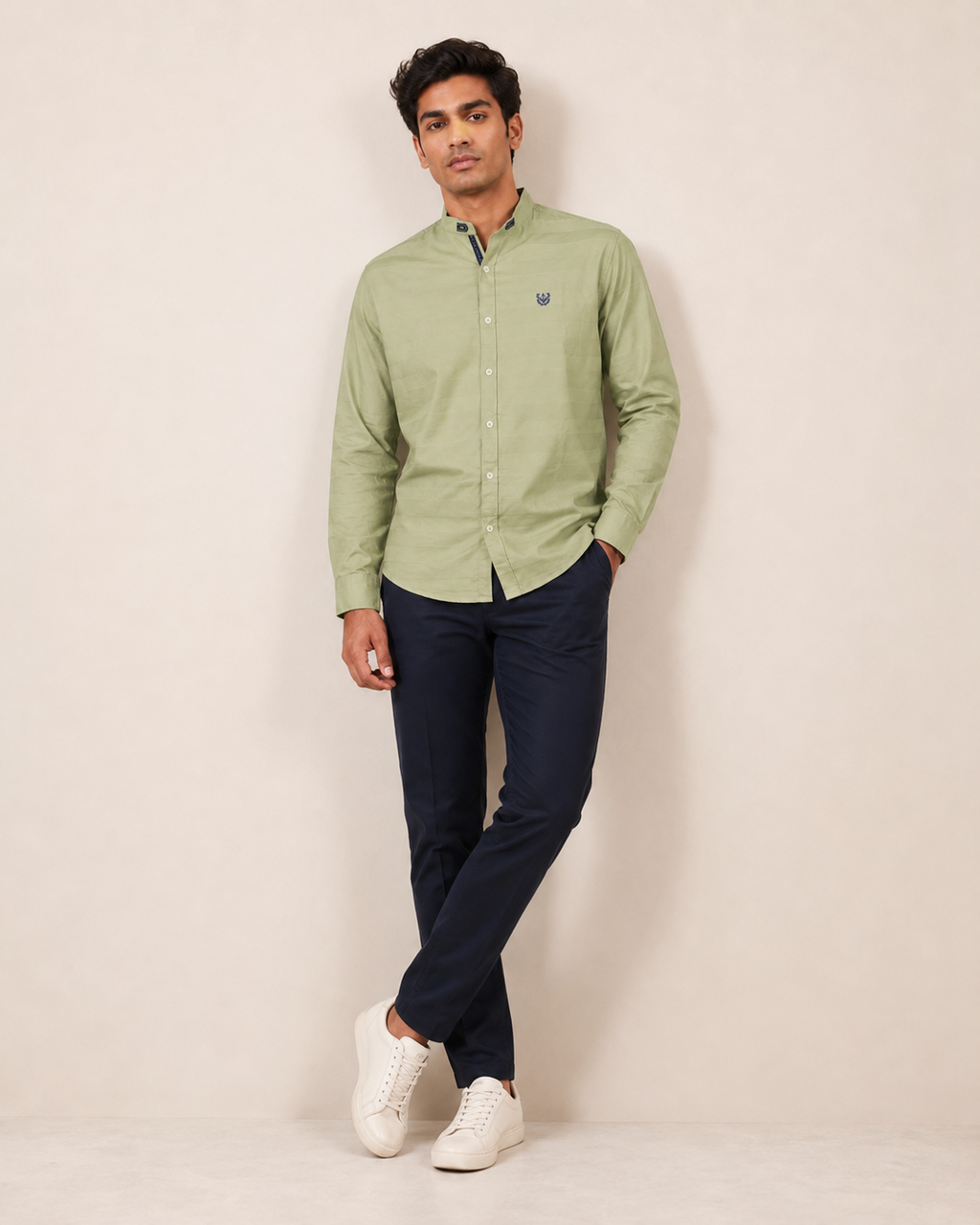 Sage Regent Textured Cotton Shirt
