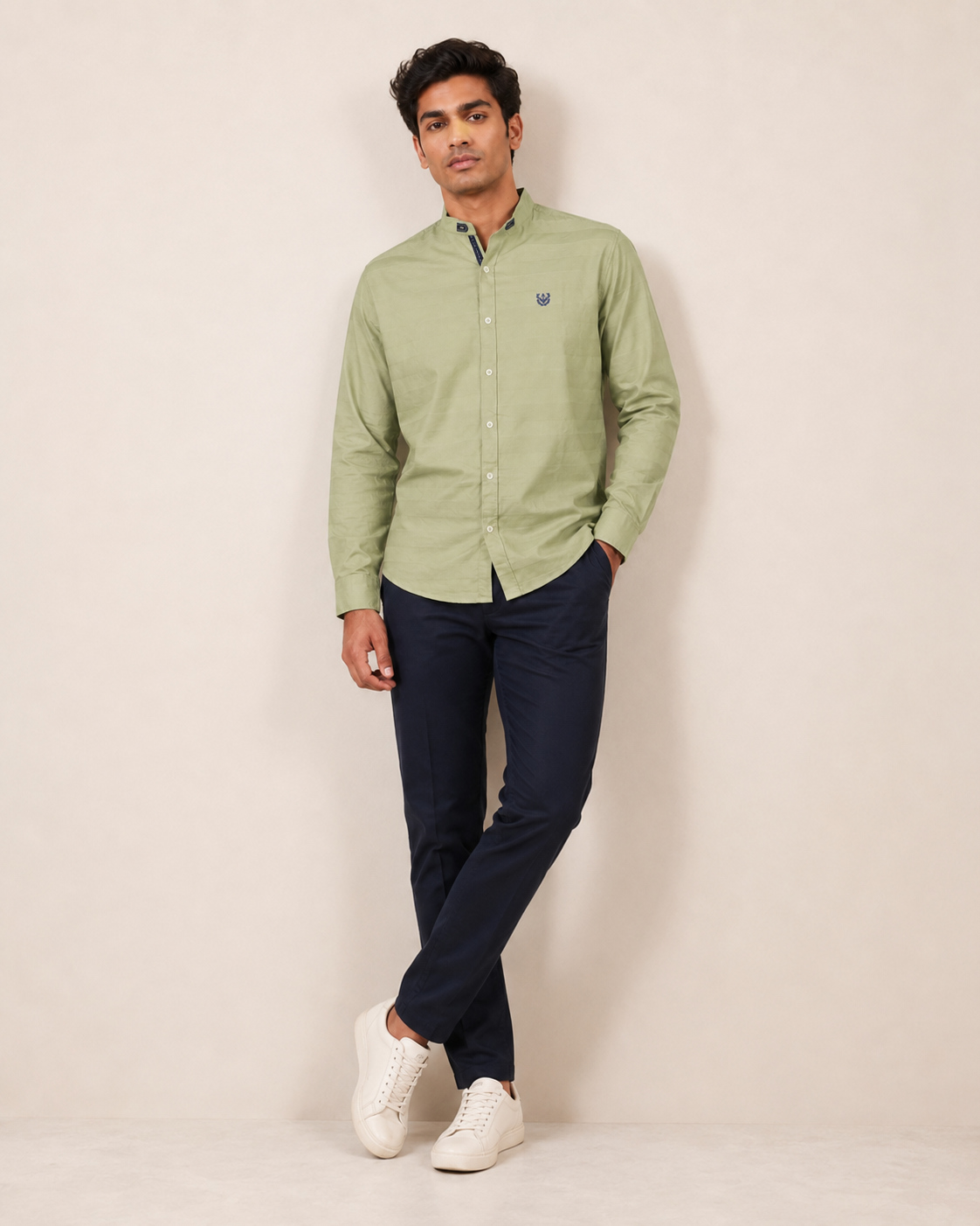 Sage Regent Textured Cotton Shirt