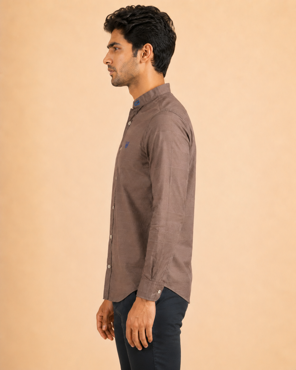 Taupe Crest Textured Cotton Shirt