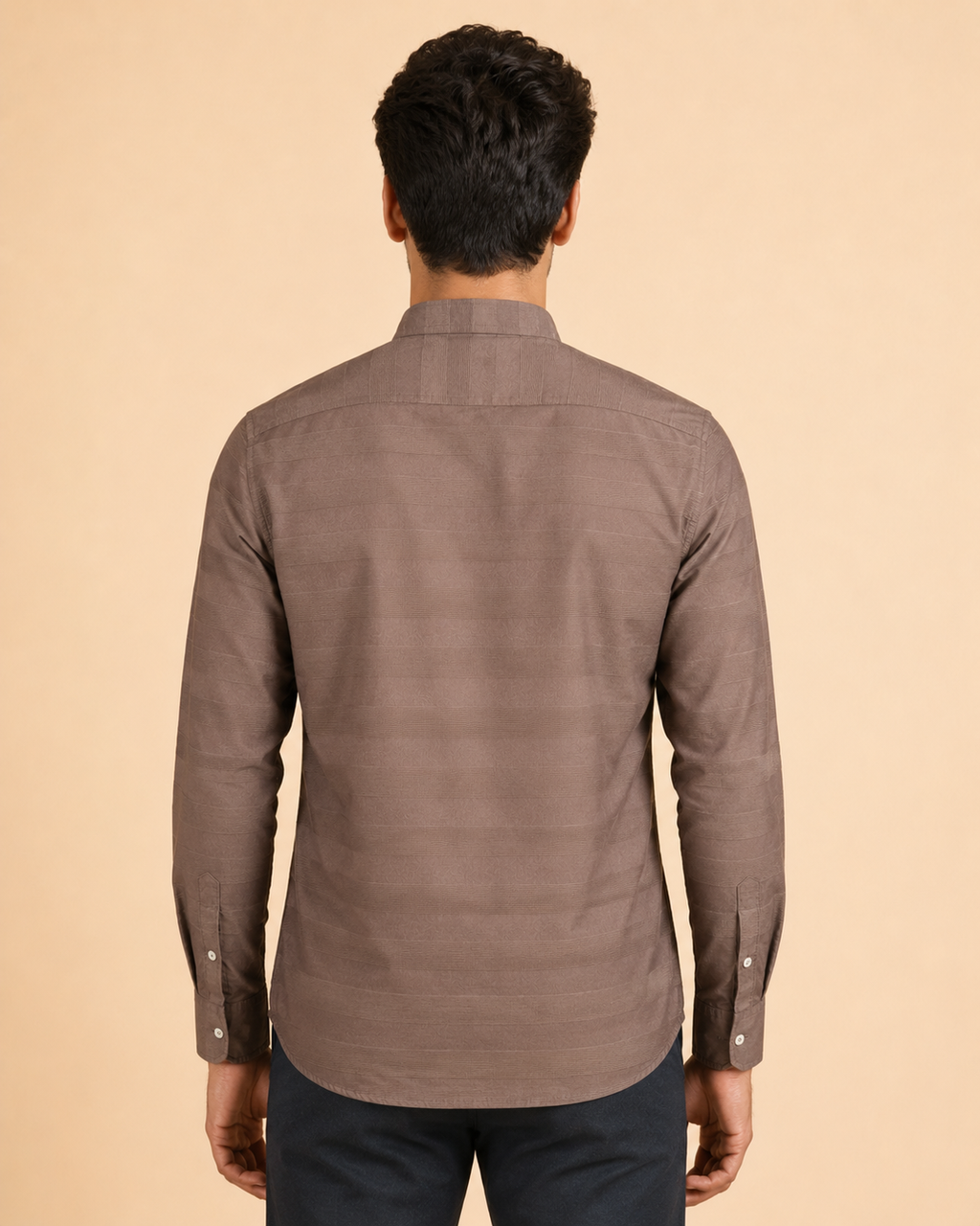 Taupe Crest Textured Cotton Shirt