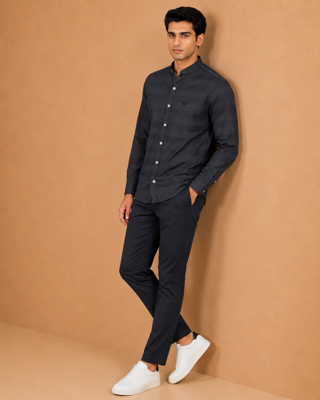 Graphite Regent Textured Cotton Shirt
