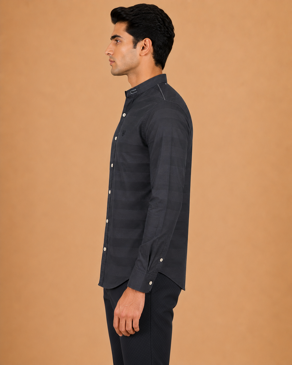 Graphite Regent Textured Cotton Shirt