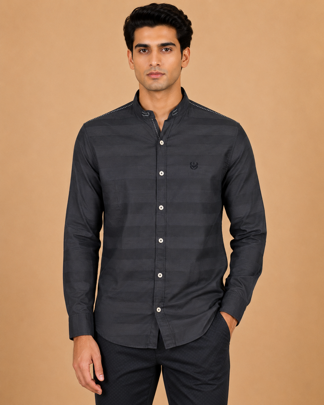 Graphite Regent Textured Cotton Shirt