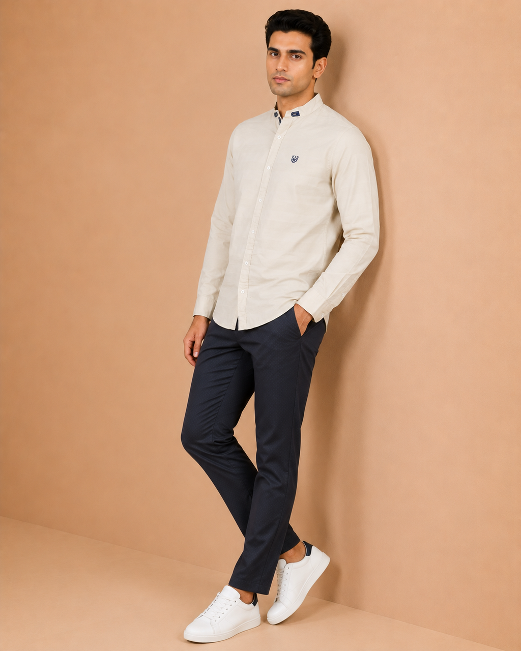 Cream Regent Textured Cotton Shirt
