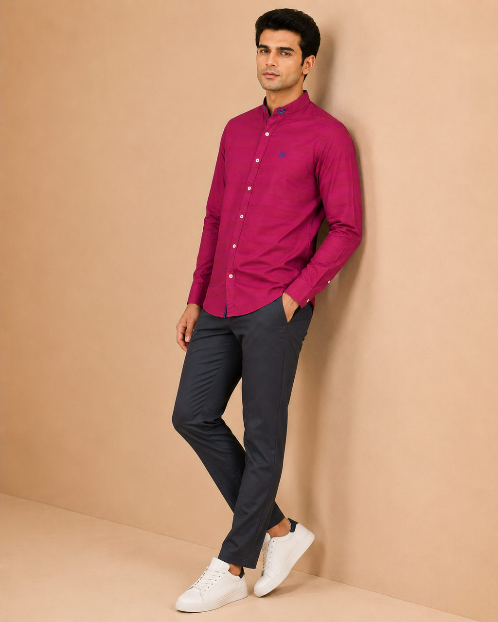 Magenta Regent Textured Cotton Shirt
