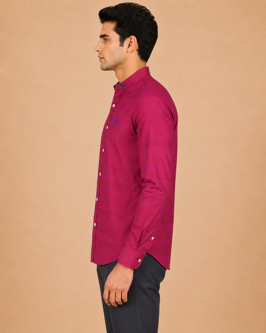 Magenta Regent Textured Cotton Shirt