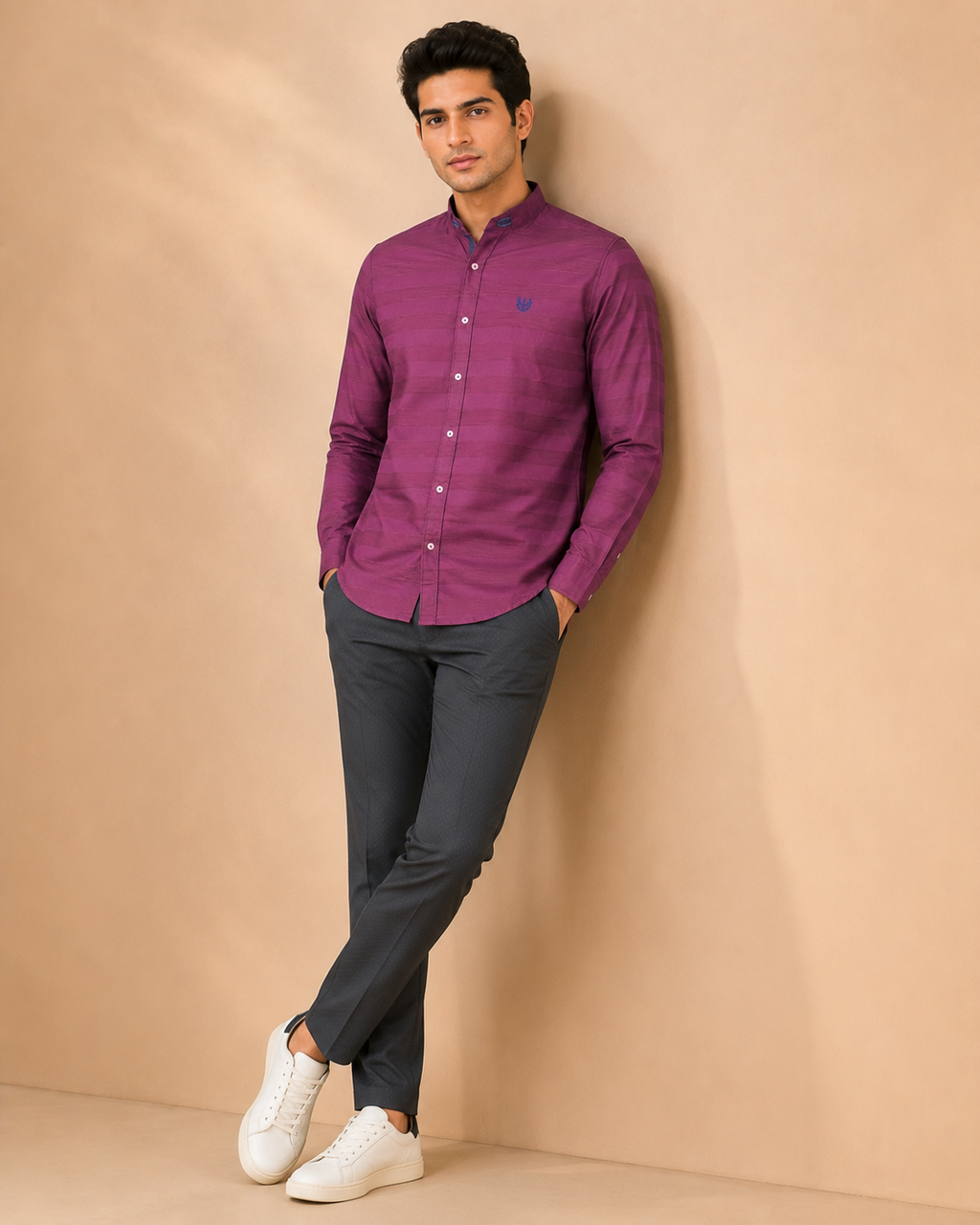 Plum Regent Textured Cotton Shirt