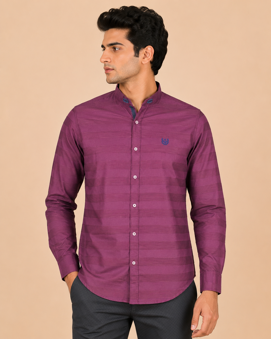Plum Regent Textured Cotton Shirt