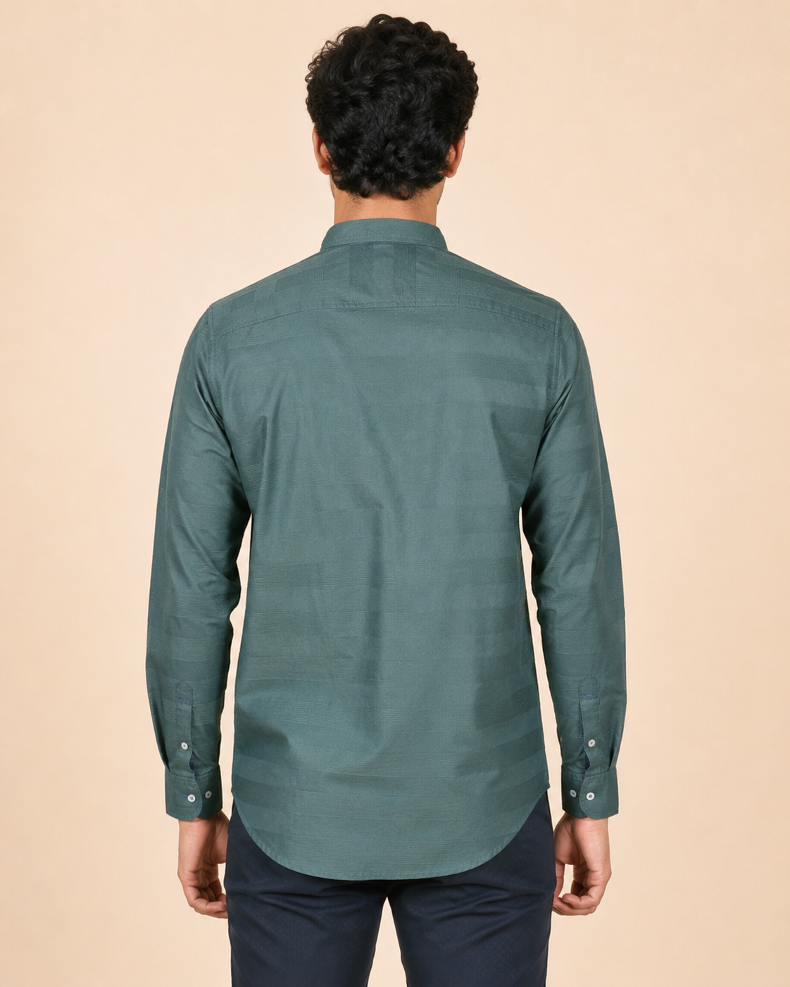 Teal Crest Textured Cotton Shirt