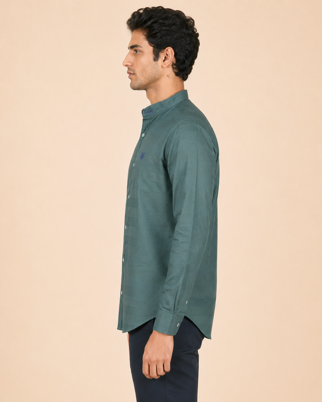 Teal Crest Textured Cotton Shirt