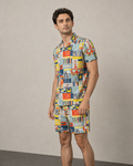 Men’s Beach Postcard Printed Cord Set | Shirt & Shorts Co-ord