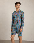 Men’s Blue Live Graphic Printed Cord Set | Shirt & Shorts Co-ord