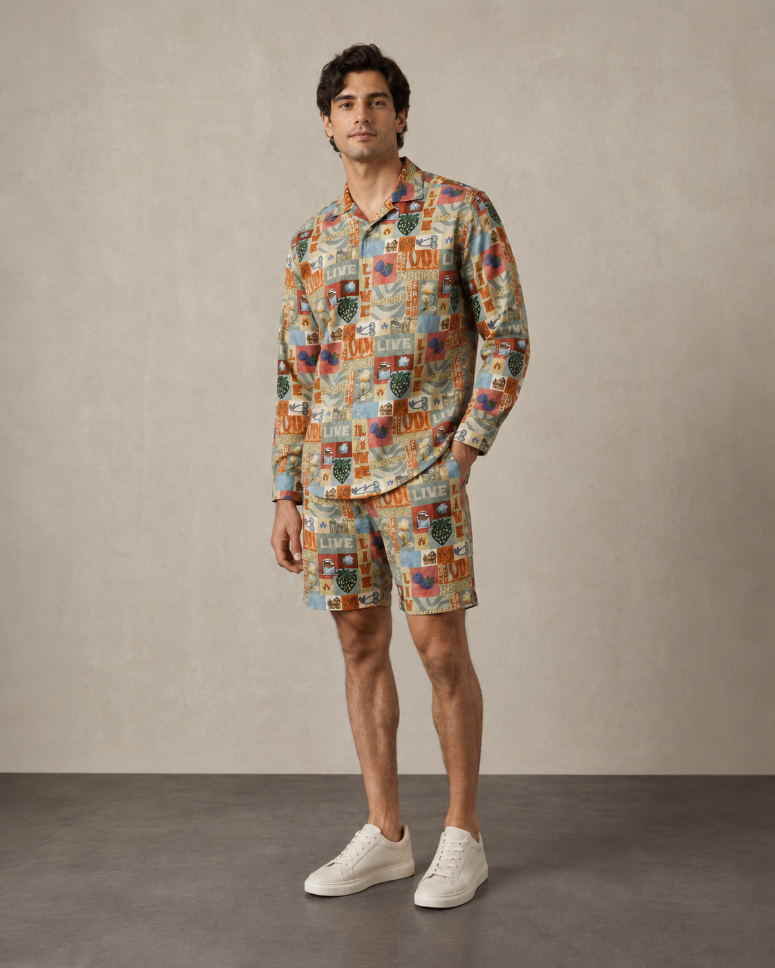 Men’s Vintage Live Graphic Cord Set | Shirt & Shorts Co-ord